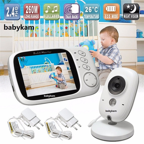 VB603 Baby Monitor 3.2 inch LCD IR Night Vision 2 way Talk 8 Lullabies Temperature monitor video nanny radio babysitter