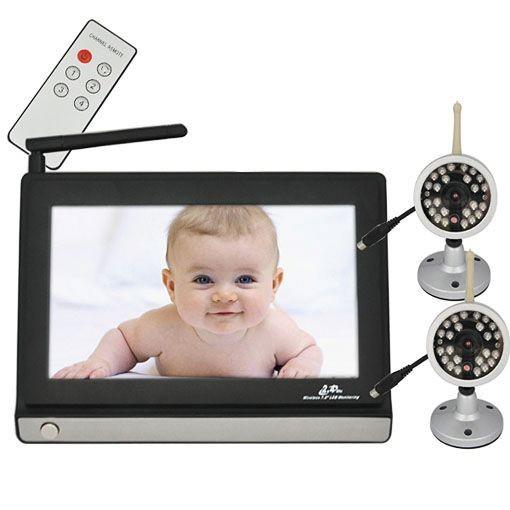 Video Baby Monitor with Two Camera and 7 Inch TFT LCD 2.4GHz Wireless Baby Monitor with Night Vision +2pcs Wireless Outdoor Camera