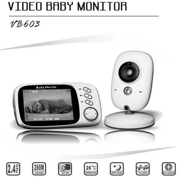 3.2 inch Wireless Video Color Baby Monitor High Resolution Baby Nanny Security Camera Night Vision Temperature Monitoring