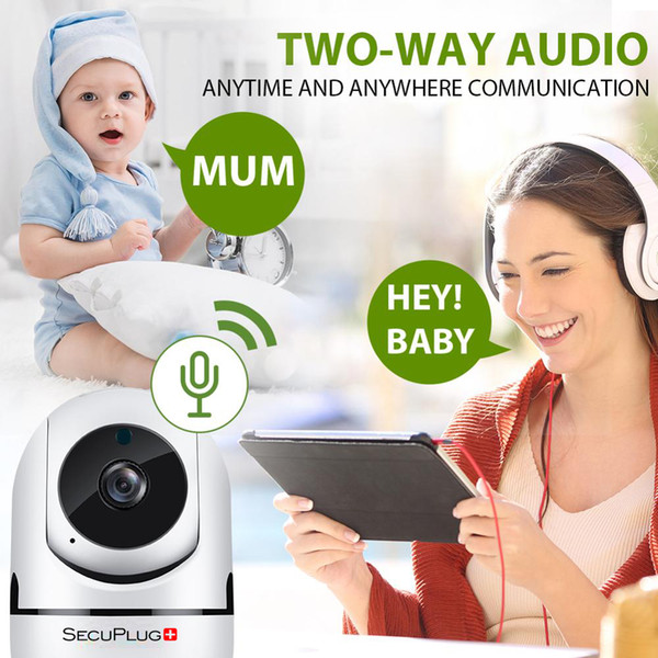 SecuPlug+ SP09 Auto Tracking 720P Mini Wifi IP Camera Baby Monitor Pan/Tilt Two-way Audio TF Card Slot Night Vision supported Android, Ios