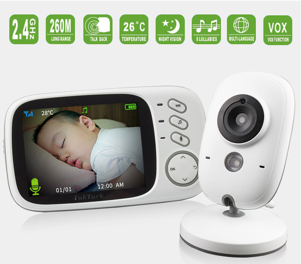 3.2 inch Wireless Video Color Baby Monitor High Resolution Baby Nanny Security Camera Night Vision Temperature Monitoring