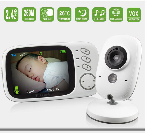 3.2 inch Wireless Video Color Baby Monitor High Resolution Baby Nanny Security Camera Night Vision Temperature Monitoring