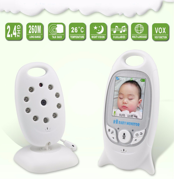 Wireless Video Baby Monitor 2.0 inch Color Security Camera 2 Way Talk NightVision IR LED Temperature Monitoring with 8 Lullaby