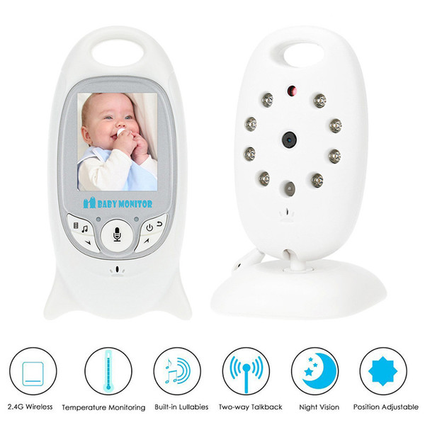 Wireless Video Baby Monitor 2.0 inch Color Security Camera 2 Way Talk Night Vision IR LED Temperature Monitoring with Built-in 8 Lullaby