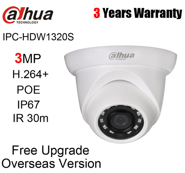 DH IPC-HDW1320S English Version with Dahua logo 3MP Eyeball Network Camera POE IP67 Shipping IPC-HDW1320S 2019 Hot Sale