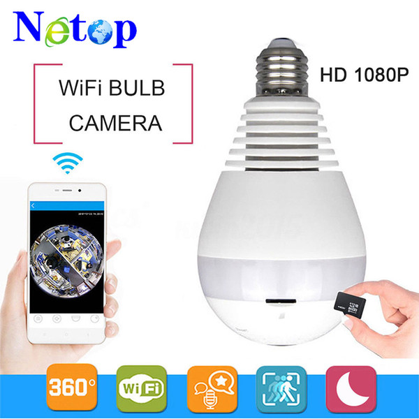 Netop 960P 1080P WiFi Panoramic bulb security cameras 360° Home Security camera system wireless IP 3D Fish Eye monitor light Bulb camera