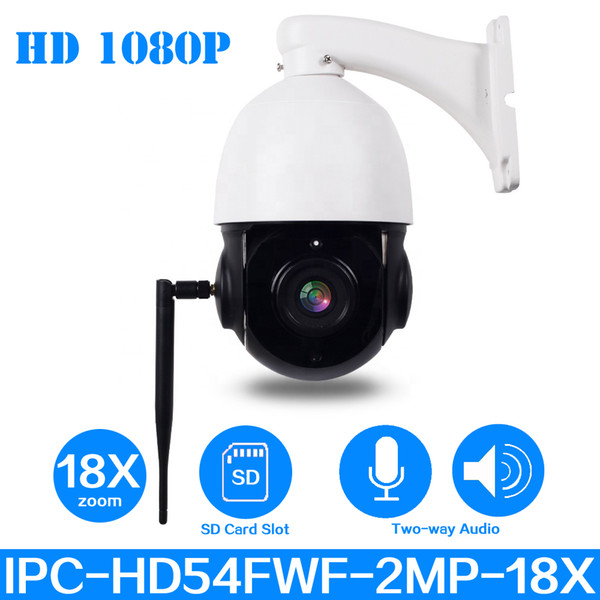 4 inch HD 1080P PTZ WiFi Wireless Medium Speed Dome Camera 2.0MP 1920x1080@20fps ONVIF,18X Zoom,Two Way Audio,SD Card Slot