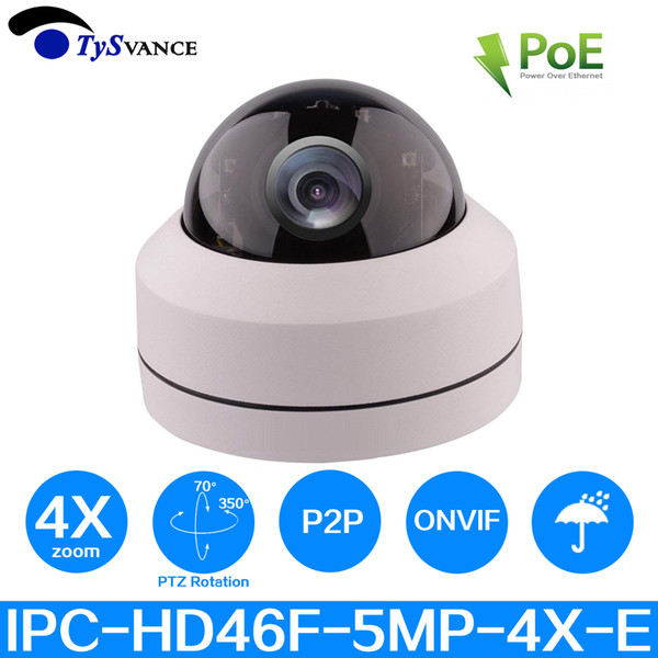 PoE Onvif HD 5MP H.265 IR Indoor Mini 5.0MP CCTV Security IP PTZ Dome Camera 4X Optical Zoom Home Network 5Mega