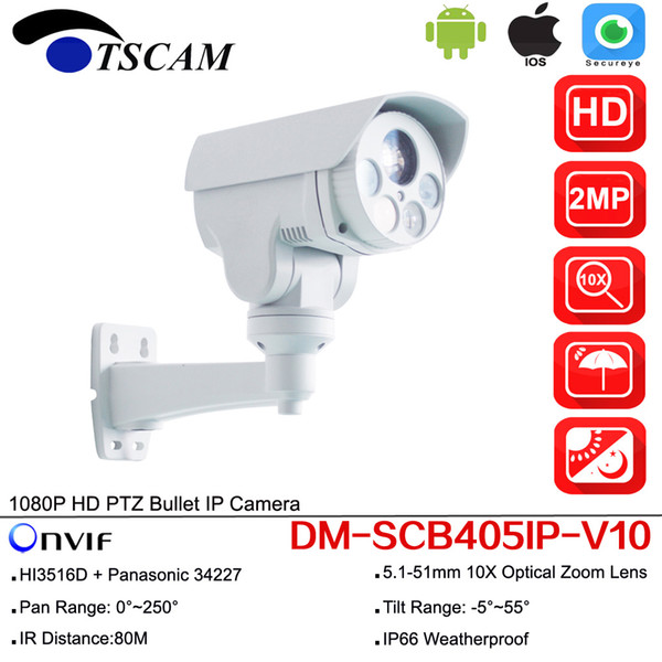 new HD 1080P 2MP Mini PTZ Bullet IP Camera 10X Optical Zoom Lens Security Surveillance IR P2P ONVIF Outdoor Waterproof