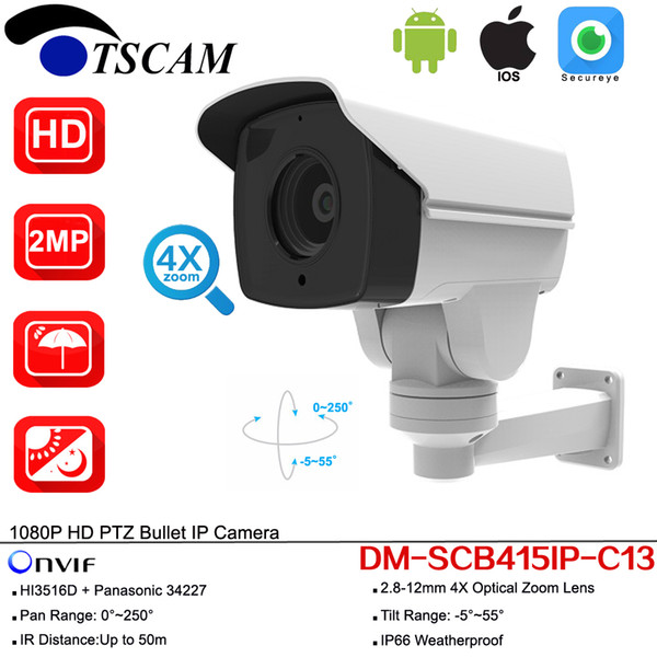 new DM-SCB415IP-C13 HD 1080P 2.0MP Bullet IP Camera 2.8-12mm 4X Lens Optical Zoom MINI PTZ Camera CCTV Security IR Pan Tilt P2P