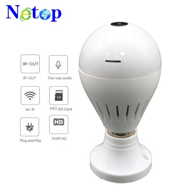 Netop 960P 1080P HD Panoramic Bulb Light Wireless IP Camera Wi-FI FishEye Baby Monitor Mini Lamp Wifi P2P Cam CCTV Home Security