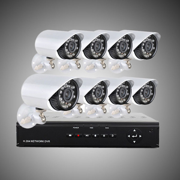 DHL free 8CH H.264 Surveillance DVR 8PCS 480TVL Day Night Weatherproof Security Camera CCTV System H204