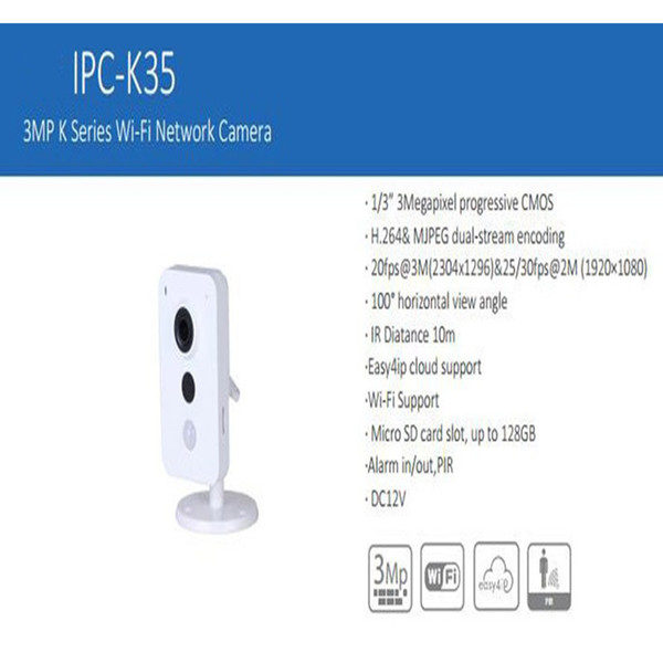 In Stock Free Shipping DAHUA Security IP Camera WIFI Camera CCTV 3MP K Series Wi-Fi Network Camera Without Logo IPC-K35