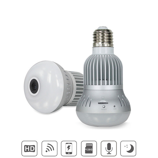 High Quality 360 Eyes 960P WIFI IP Camera security Bulb Camera Max Support 128g SD Card