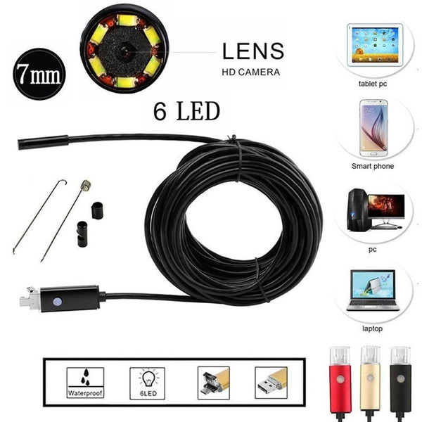 Endoscope 7MM Waterproof 2M Endoscope HD USB Android Endoscopio Camera 2IN1 Android Borescope USB Endoskop