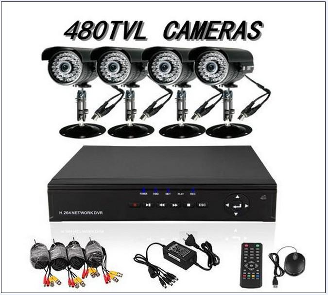 4 CH CCTV Security Cameras DVR System 4ch Kit for DIY CCTV Systems Outdoor & In with 500GB HDD H011