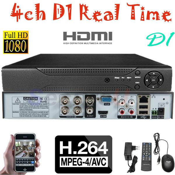 Wholesale-Free shipping best quality H.264 4ch HD D1 DVR audio HDMI security network digital video recorder remote view