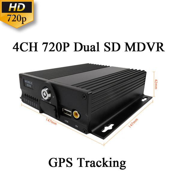 4CH H.264 AHD 720P Dual SD Mobile DVR With GPS 512GB Vehicle MDVR CCTV Video Surveillance Recorder for bus truck van car