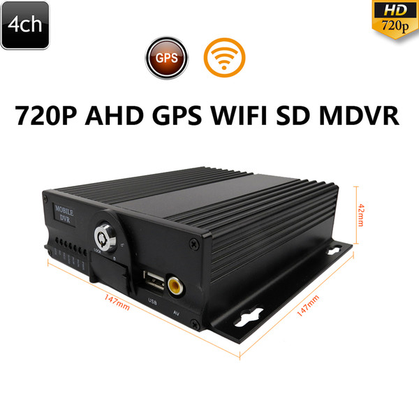 4CH H.264 AHD 720P Dual SD Mobile DVR With GPS WIFI 512GB Vehicle MDVR CCTV Video Surveillance Recorder for bus truck van car(WIFI+GPS+RJ45)