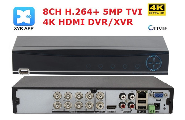 4K 5MP TVI 5IN1 8CH DVR NVR XVR can work 5MP AHD/CVI/TVI CCTV camera Hybrid Security Recorder Camera Onvif RS485 Coxial Control P2P Cloud