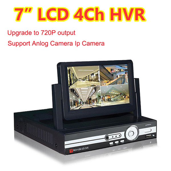 4 CH Channel 720P AHD 7inch LCD Hybrid HVR NVR CCTV DVR Recorder Support AHD+Analog+IP Camera Mobile Phone Viewing