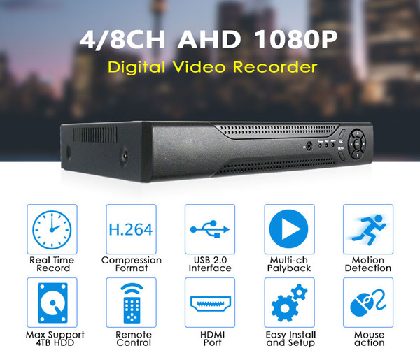 Home DVR Recorder 1080P Hybird CCTV Recorder 4CH DVR For AHD/Analog Cameras P2P Support mobile phone view