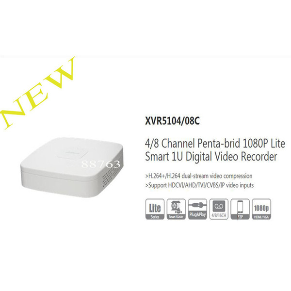 In Stock DAHUA 4/8 Channel Penta-brid 1080P Lite Smart 1U Digital Video Recorder Without Logo XVR5104C/XVR5108C