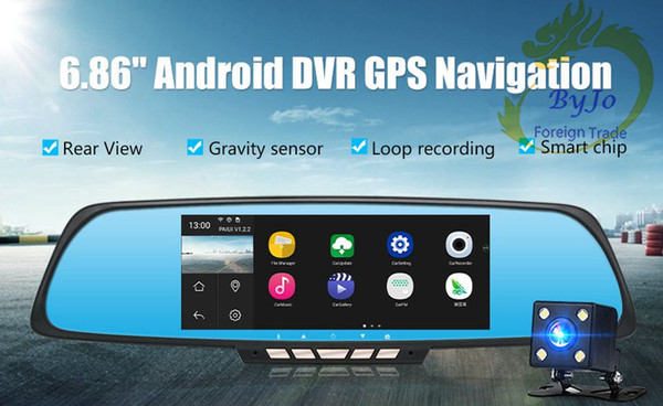 V40 Car DVR Camera GPS 6.86 Inch Android Dual Lens Rearview Mirror Video Recorder FHD 1080P WIFI FM Automobile DVR Mirror Dash cam