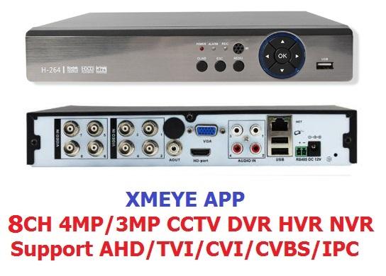 Xmeye app 5IN1 8CH 4MP AHD DVR NVR XVR CCTV 1080P 3MP 5MP Hybrid Security DVR Recorder Camera Onvif RS485 Coxial Control P2P Cloud