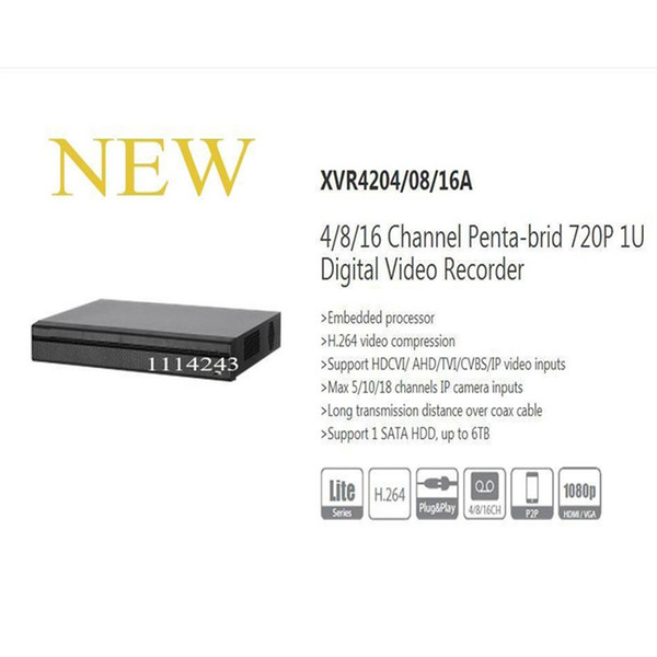 In Stock DAHUA 4/8 Channel Penta-brid 720P 1U Digital Video Recorder Without Logo XVR4204A/XVR4208A