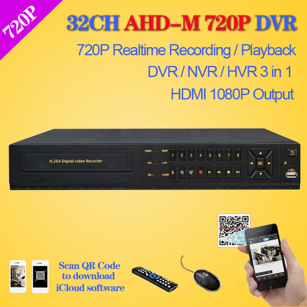 Home video surveillance 32ch full AHD 720P real time recording security CCTV DVR recorder HDMI 1080P 32 channel AHD-M DVR NVR