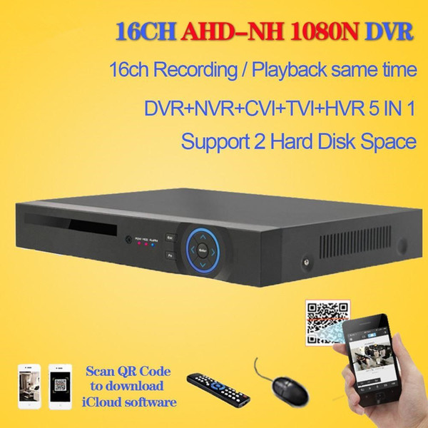 CCTV recorder surveillance 16ch AHD 1080N recording security DVR HDMI 1080P 16 channel DVR NVR video Recorder 2 XHDD Space