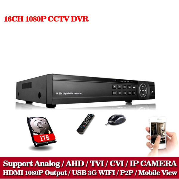 LLNIVISION 16CH AHD DVR AHD TVI CVI HD 1080P Video Recorder H.264 CCTV Camera Onvif Network 16 Channel IP NVR Multi-language 1TB