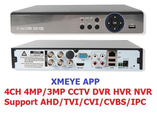 Xmeye app 5IN1 4MP AHD DVR NVR XVR CCTV 4Ch 1080P 3MP 5MP Hybrid Security DVR Recorder Camera Onvif RS485 Coxial Control P2P Cloud