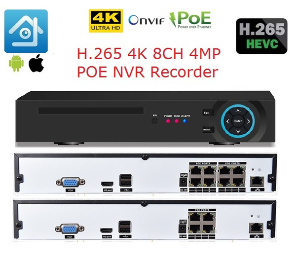 48V H.265 8CH 4MP 4K POE NVR CCTV System 8CH Onvif P2P Video Network Recorder for IP Security Surveillance Camera hdmi 4k output