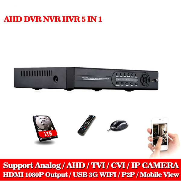 8CH AHD DVR AHD-NH 1080N HD 1080P Video Recorder H.264 CCTV Camera Onvif Network 8 Channel IP NVR Multilanguage With 1TB HDD