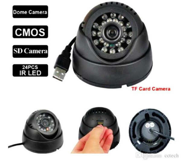 FreeShipping wholesale 24 Leds IR Night Vision Indoor USB Dome CCTV Camera Security Surveillance black & white with retail box