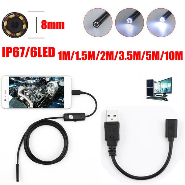 Aqkey 8mm Lens 720P 6LED Android USB Endoscope Camera Flexible Snake USB Pipe Inspection Smart Phone Borescope Camera