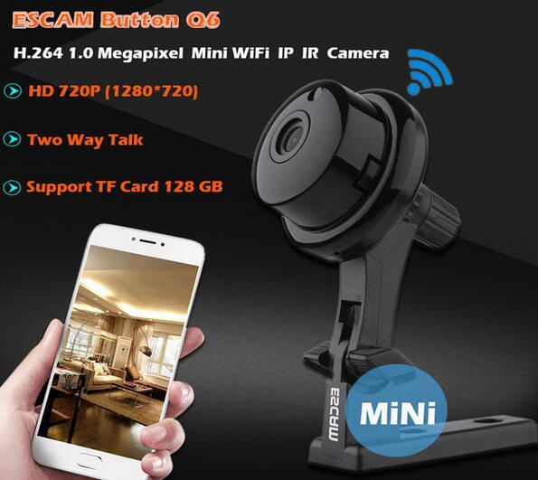 Button Q6 1MP HD 720P Mini WIFI IP Camera Indoor Infrared Day/Night Vision Onvif Support Motion Detection