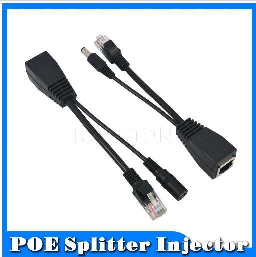 Wholesale- Tape Screened POE Cable Passive Power Over Ethernet Adapter Cable POE Splitter Injector Power Supply Module 12-48v for IP Camera