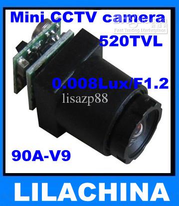 New product! 90 degree wide view angel micro Mini cctv camera with audio 520tvl HD,0.008Lux LA900A-V9