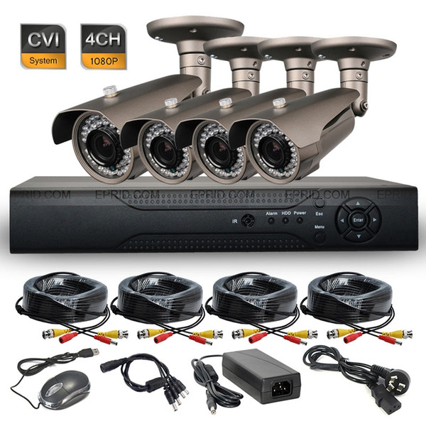 4CH HD-CVI 1080P Realtime DVR 2.0MP Security 2.8-12mm Lens 42 IR Camera System