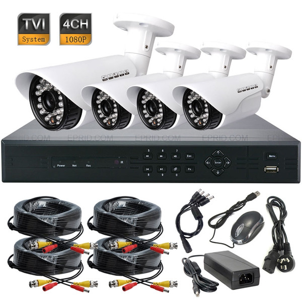 4CH 1080P HD-TVI DVR HD 24 IR 3.6mm Lens IP66 OSD Security Bullet Camera TVR System