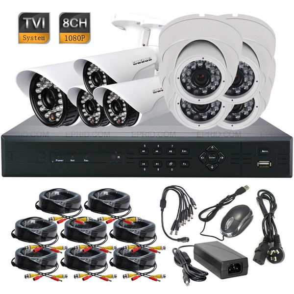 8CH 1080P HD-TVI CCTV DVR TVR System IR-CUT 24 LEDs 3.6mm Lens Security Camera