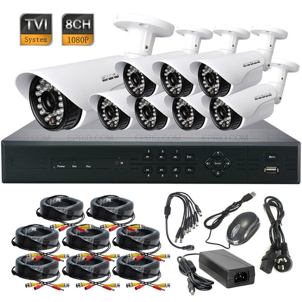 8CH 1080P HD-TVI DVR HD IR CCTV 3.6mm Lens Security Waterproof Camera TVR System