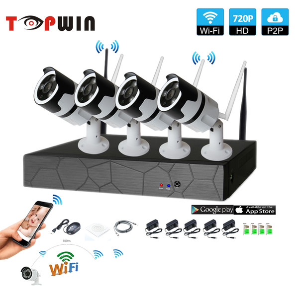 4CH two way audio talK HD Wireless NVR Kit P2P 720P Outdoor IR Night Vision Security 1.0MP IP Camera WIFI CCTV System