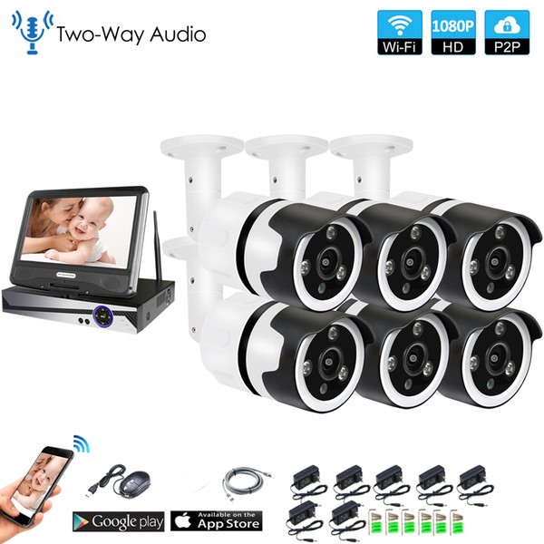 6CH two way audio talK HD Wireless NVR Kit P2P 1080P Indoor IR Night Vision Security 2.0MP IP Camera WIFI CCTV System