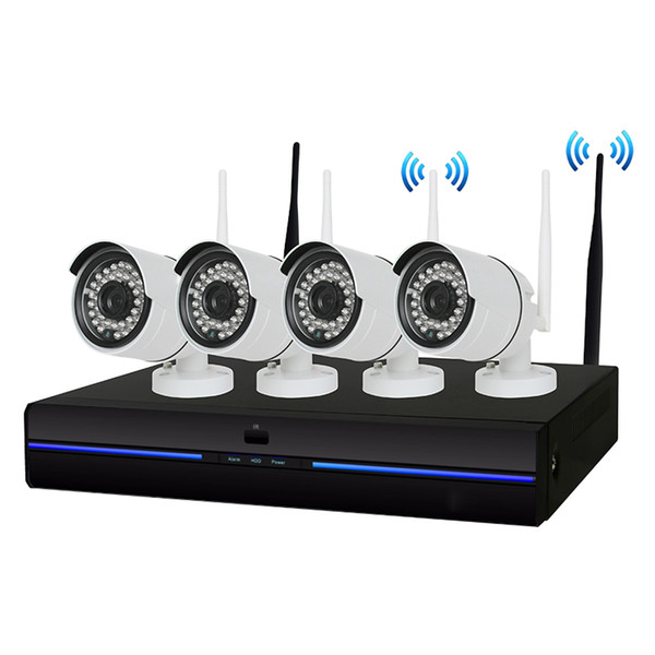 4CH HD Wireless 720P NVR 4PCS 1.0MP IR Outdoor P2P Wifi IP CCTV Security Camera System Surveillance Kit with 1tb HDD