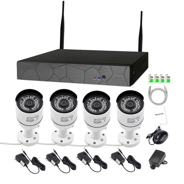 4CH CCTV System Wireless 720P NVR 4PCS 1.0MP IR Outdoor P2P Wifi IP CCTV Security Camera System Surveillance Kit builtin 1TB HDD