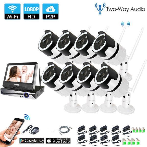 8CH two way audio talK HD Wireless NVR Kit P2P 1080P Indoor IR Night Vision Security 2.0MP IP Camera WIFI CCTV System